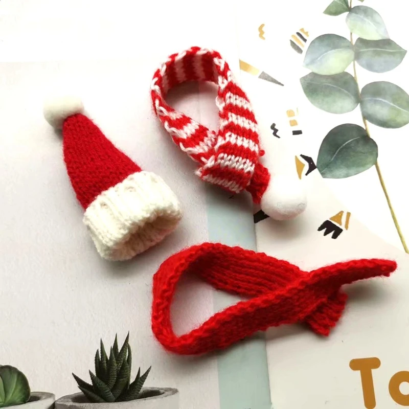 6PC Knitting Scarf Christmas Hat Ornament DIY Handmade Decorative Supplies Home Clothing Sewing Accessories Kid Gift Doll Craft | Дом и сад