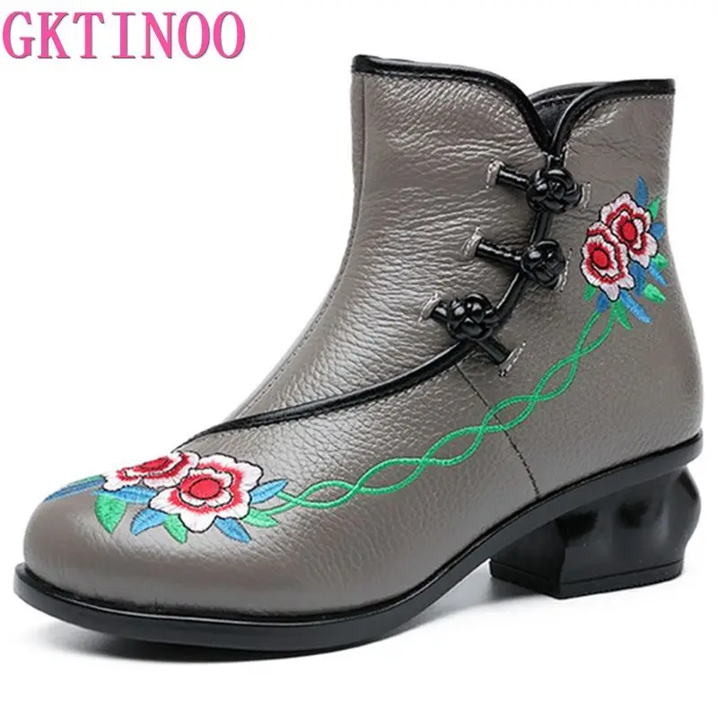 GKTINOO/сезон осень зима модная обувь из натуральной коровьей кожи ботинки с