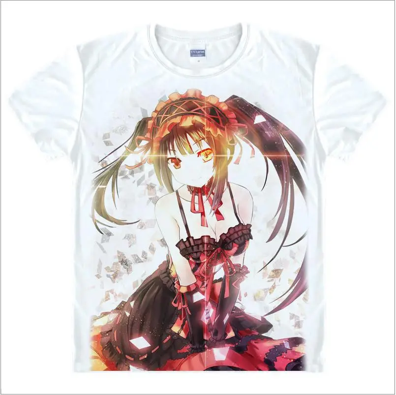 Kawaii Date a Live футболка Tokisaki Kurumi Yatogami Tenka Itsuka Kotori аниме милый мультяшный костюм для