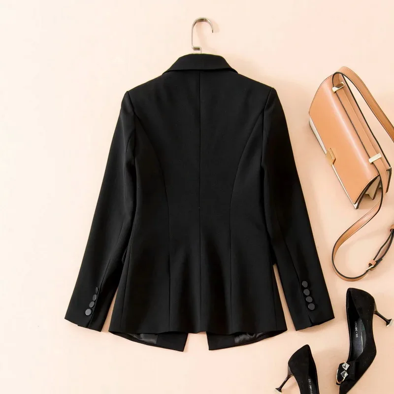 

High Quality Blazer Jacket 2020 Spring Autumn Black White Blazers Women Notched Collar Single Button Casual Work Coats Blazers