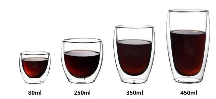 

New Heat-resistant Double Wall Glass Cup Beer Espresso Coffee Cup Set Handmade Beer Mug Tea glass Whiskey Glass Cups Drinkware