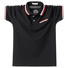 Поло мужское с короткими рукавами, Повседневная рубашка-поло из дышащего хлопка, с отложным воротником, в стиле пэчворк, дизайнерская полоска, 5XL, на лето