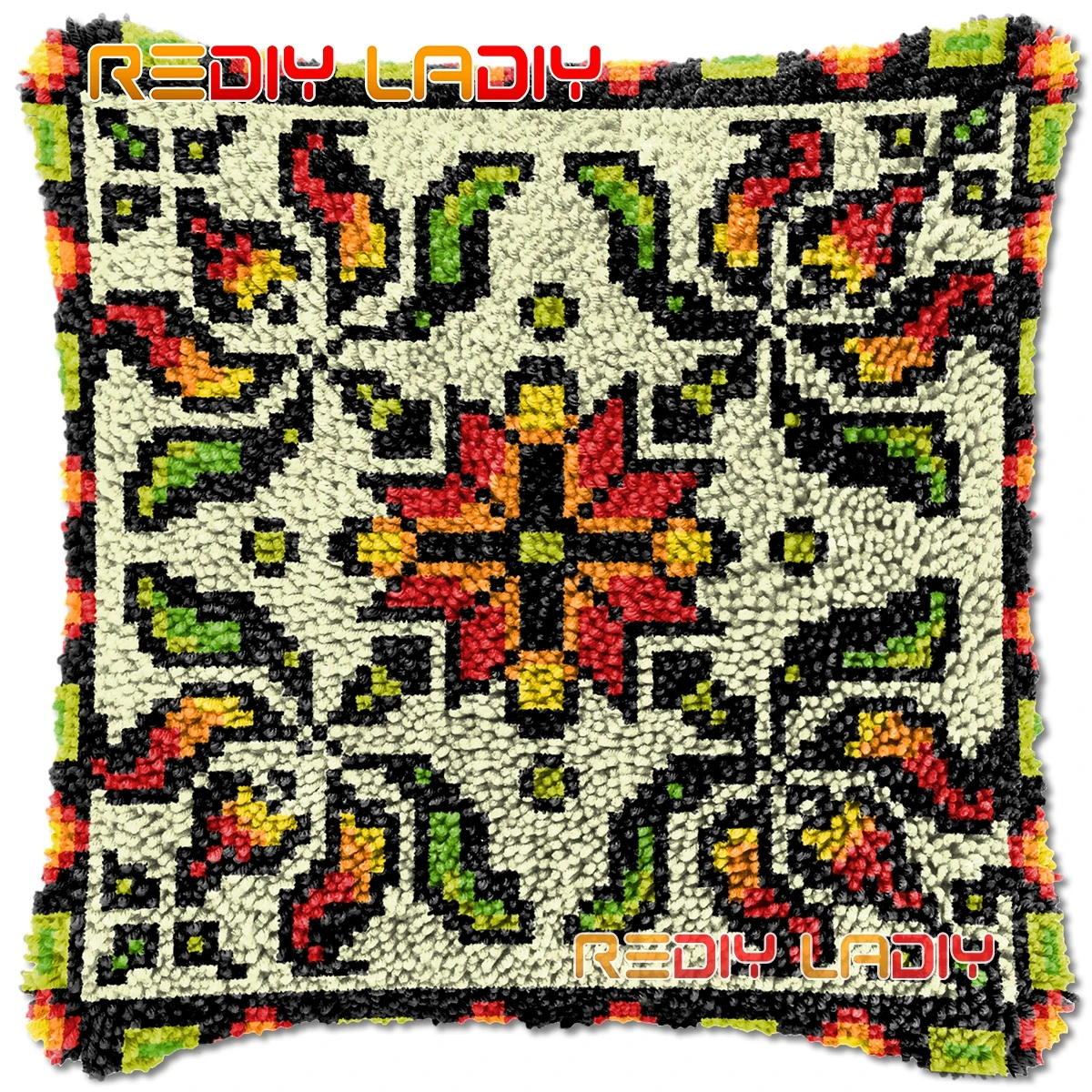 

Latch Hook Cushion Rosette Pattern DIY Needlepoint Kits Chunky Acrylic Yarn Arts Crocheting Lofty Pillow Case Hobby & Crafts