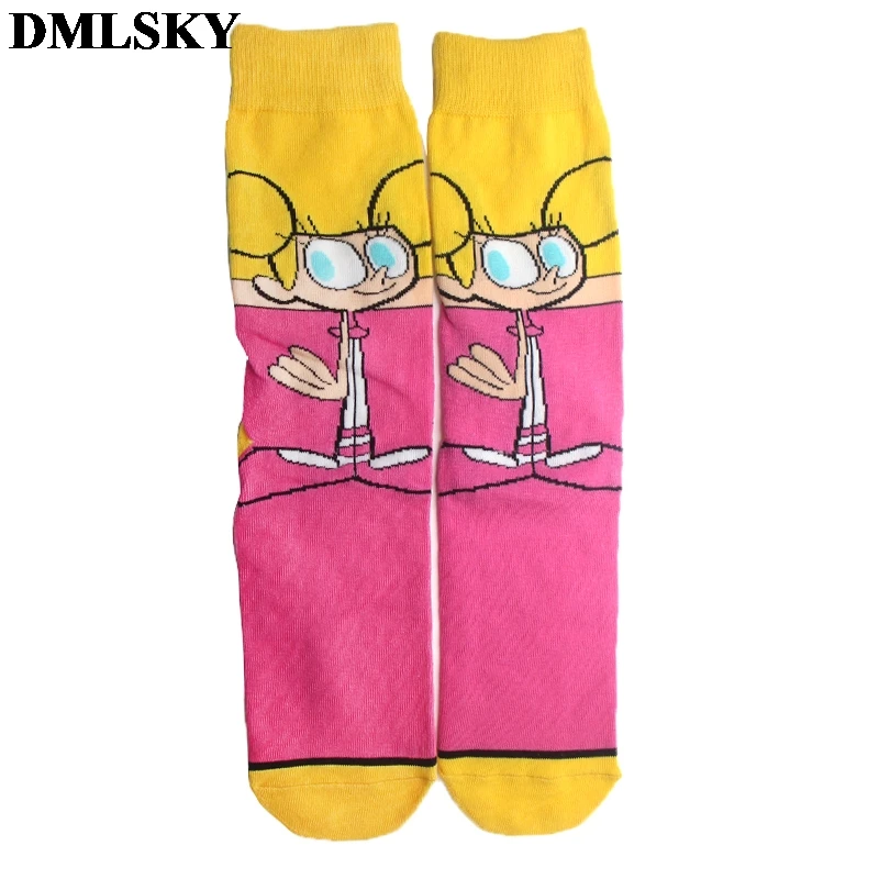 DMLSKY Dexter's Lab мультфильм забавные Женские носочки мужские модные хлопковые носки с 3D принтом носки с рисунками новинка носки M3718
