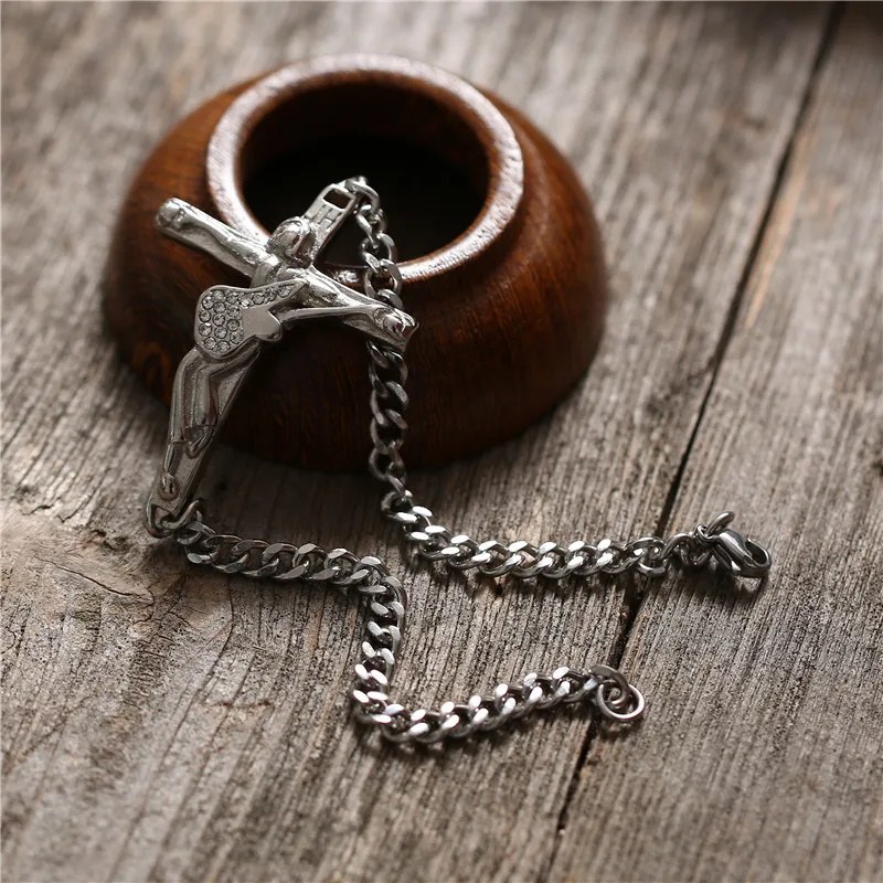 Модный амулетный браслет с крестом на гитаре цепочка из нержавеющей стали Джонни