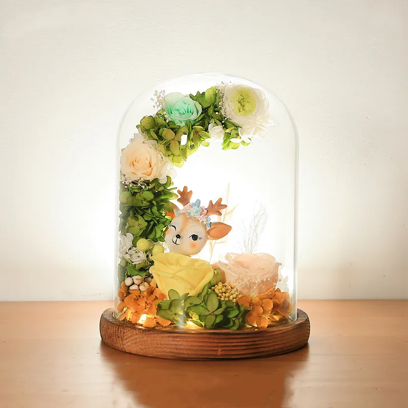 

25*35cm Super Big Size Glass Dome Vase Home Decoration Antique Log Base Transparent Cover DIY Wedding Friend Favor Gift