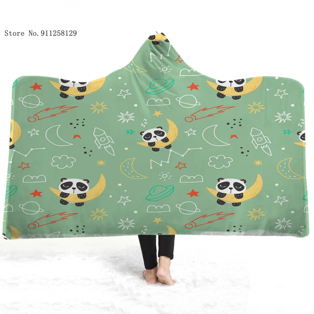 

Cartoon Animals Hooded Blanket 3D Print Hedgehog Panda Cats Dogs Throw Blanket Lovely Kawaii Fleece Blanket Home Blanket