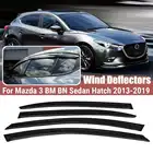 Ветровые дефлекторы для автомобильных окон, Затемненные для Mazda 3, BM BN, седан, Люк 2013-2019, погодозащитный козырек для окон, навесы, укрытия