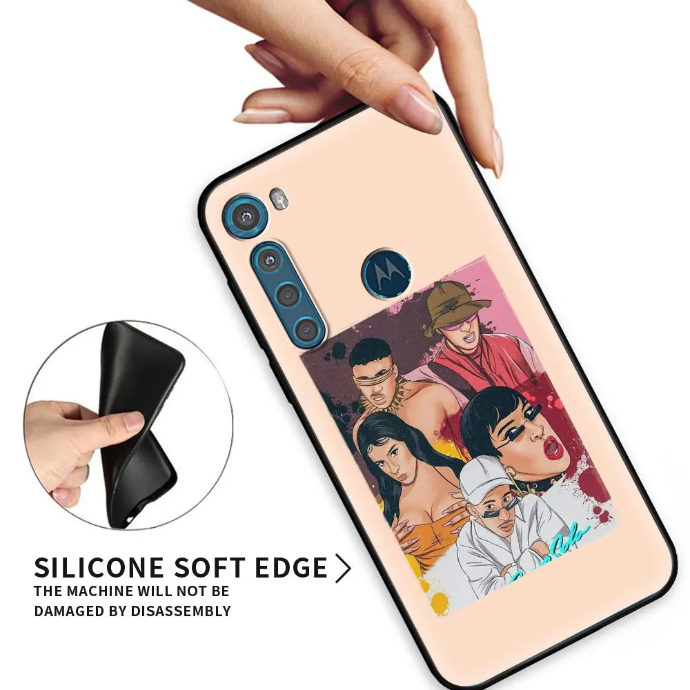 

Soft Cover for Motorola G G30 G10 G9 G8 Plus Yo Perreo Sola Bad Bunny TPU Coque For MOTOROLA One Fusion Edge ES6 Black Guscio