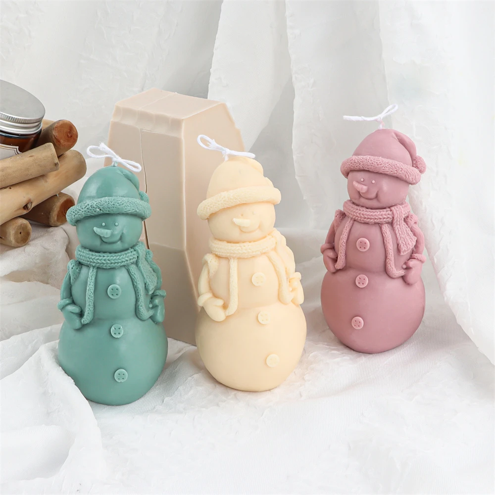

New 3D Stereo Xmas Hat Snowman Silicone Candle Mold DIY Christmas Home Decor Girl Princess Santa Claus Statue Soap Plaster Mould
