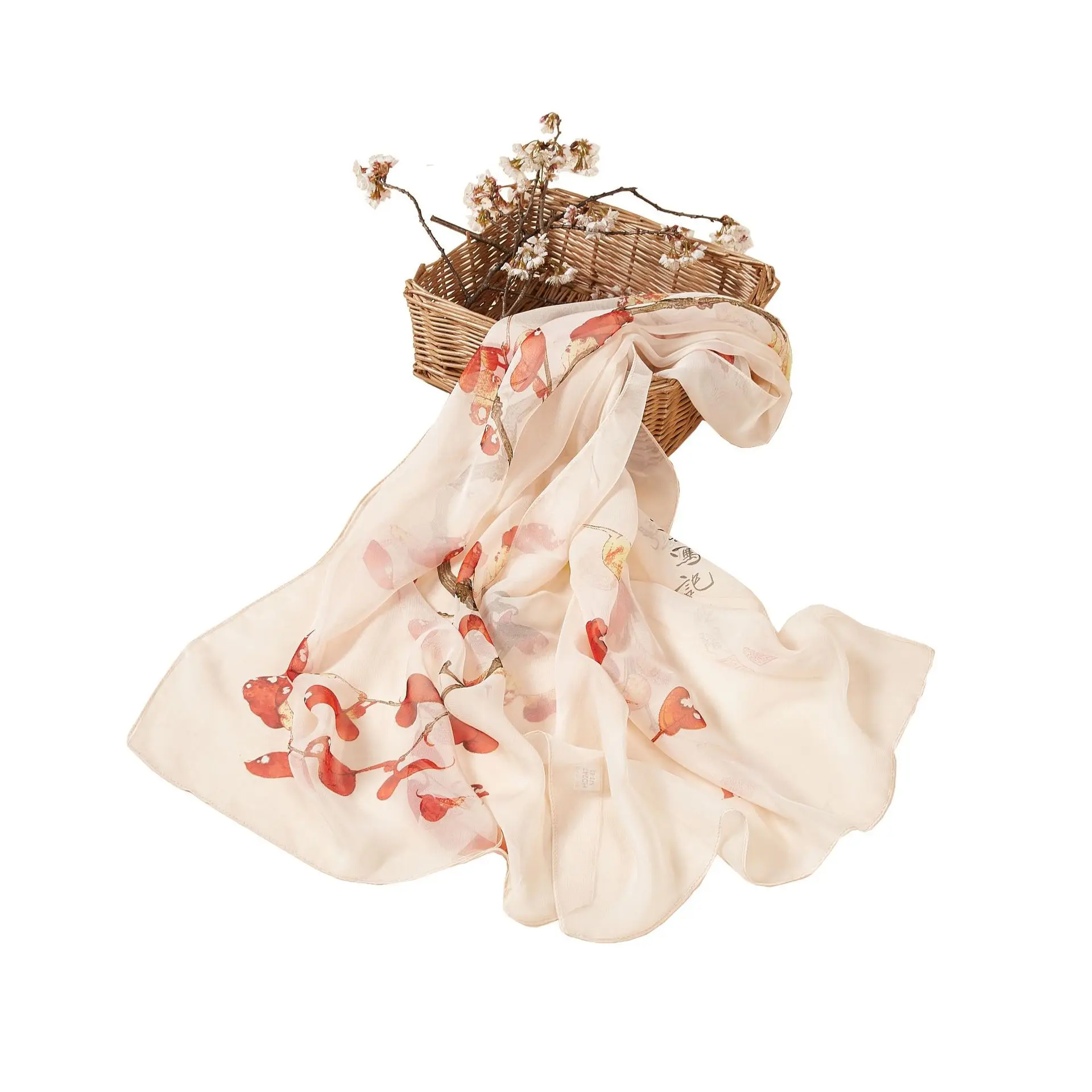 Женский шарф 55*165 см с принтом кленовых листьев| |