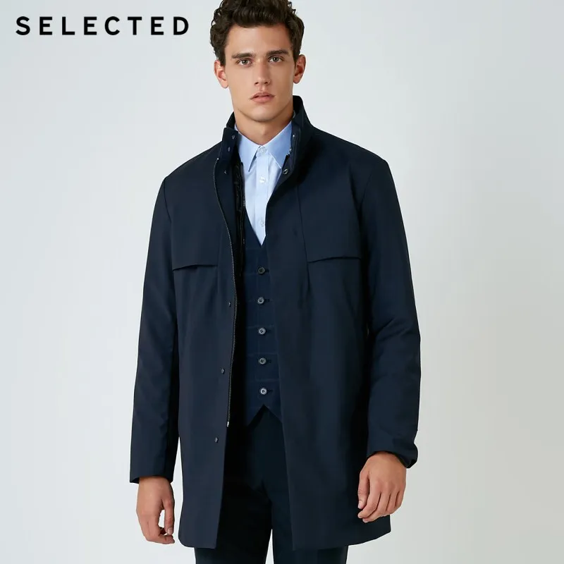 Отборная мужская длинная двухсекционная ветровка пуховая куртка новый воротник