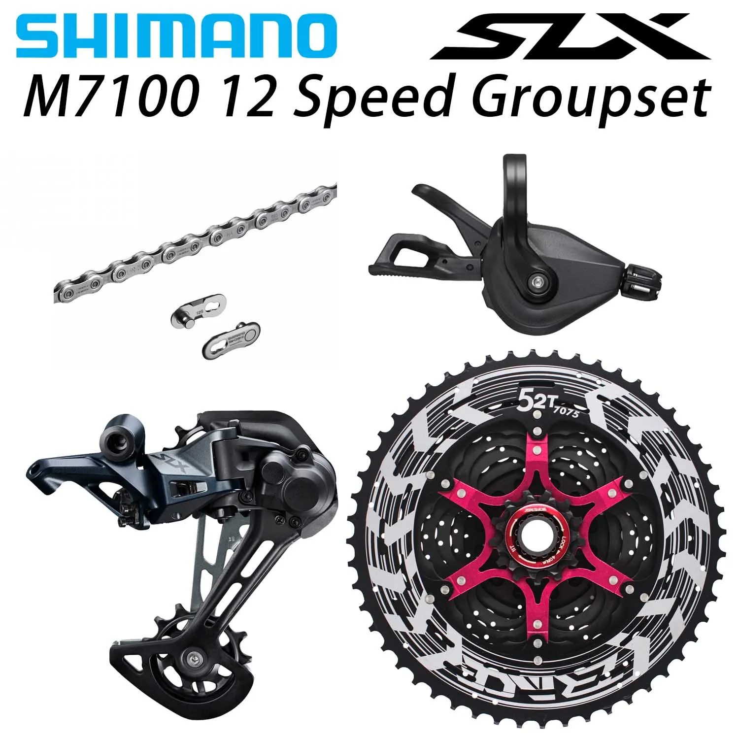 SHIMANO SLX M7100 комплект горного горгоргоргорного велосипеда 1x12 Speed 52T SL + RD zracing KMC X12