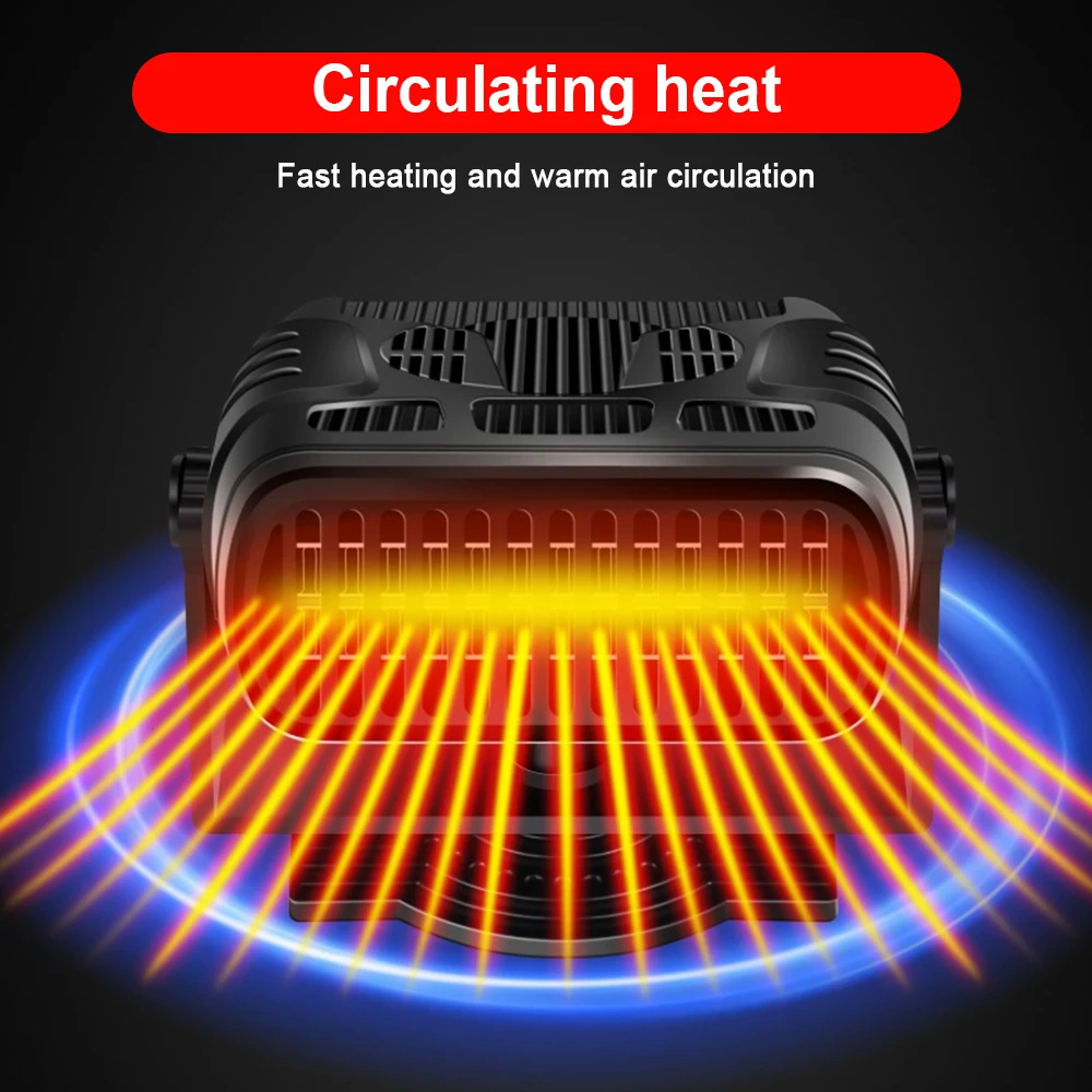 

Portable Car Heater Defroster Demister 12/24V 120W/200W Electric Heater Windshield 360 Degree Rotation ABS Heating Cooling Fan