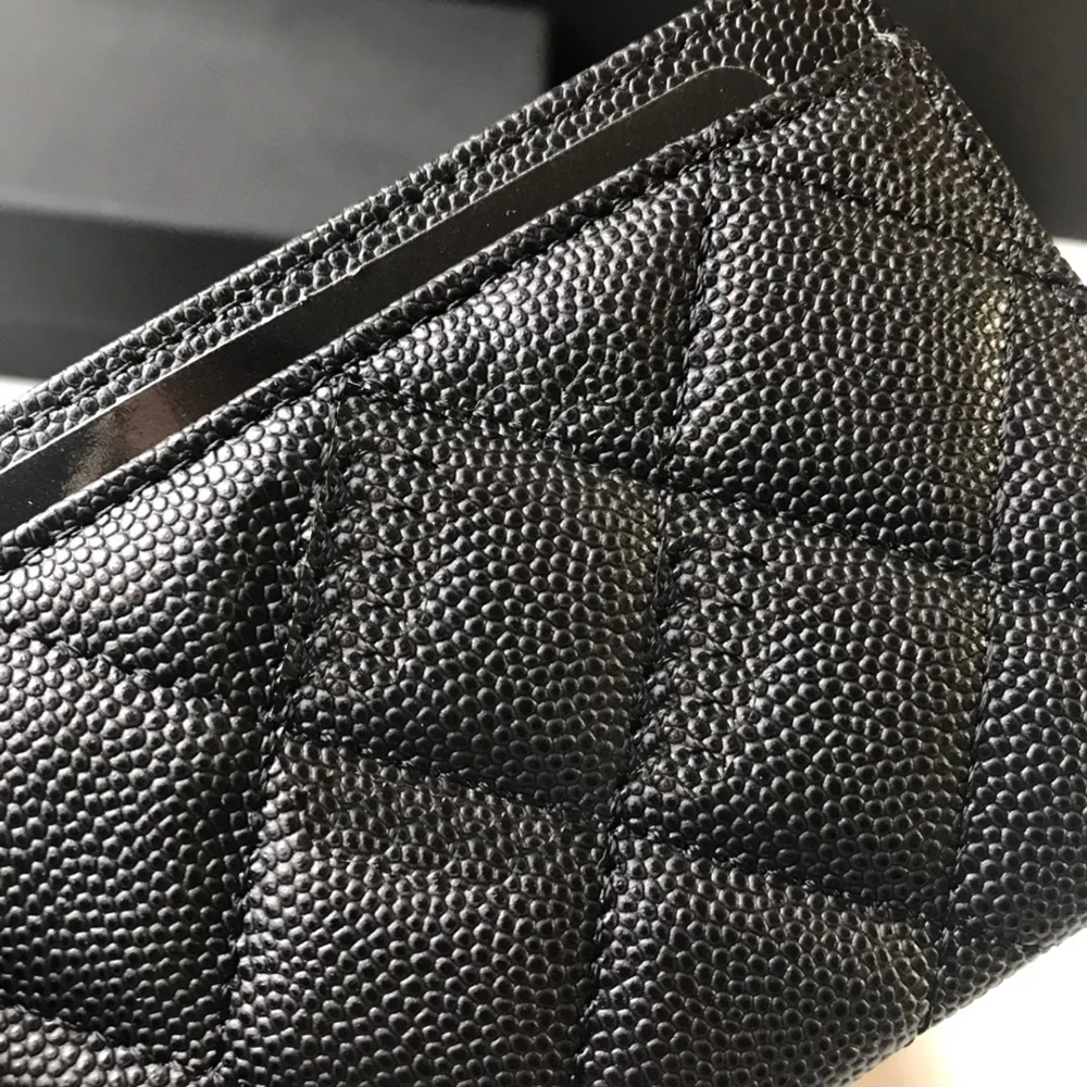 

Top Quality Classic Luxury Design Genuine Leather Multifunctional Credit Card Bag Diamond Particles Gift Boxes Free Shipping