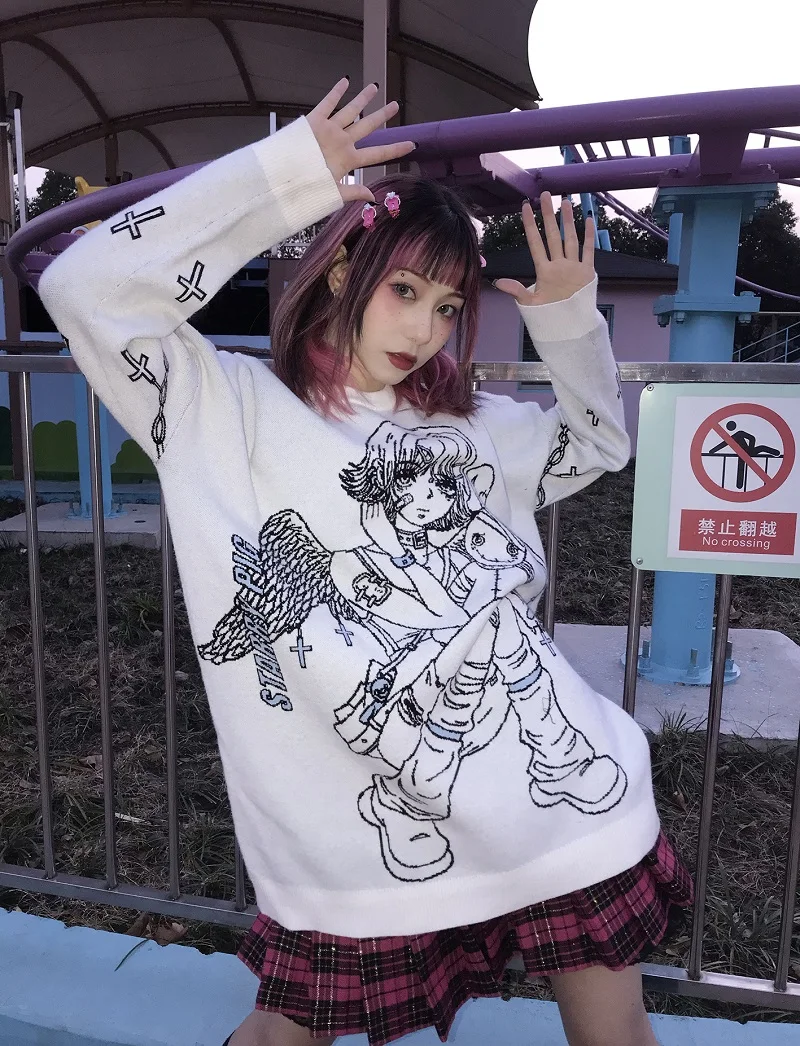 Женский вязаный свитер в стиле Харадзюку | Женская одежда