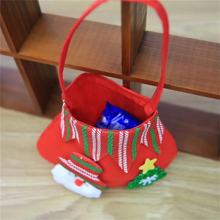 Рождественские подарочные сумки для детей из хлопка с изображением Санта Клауса