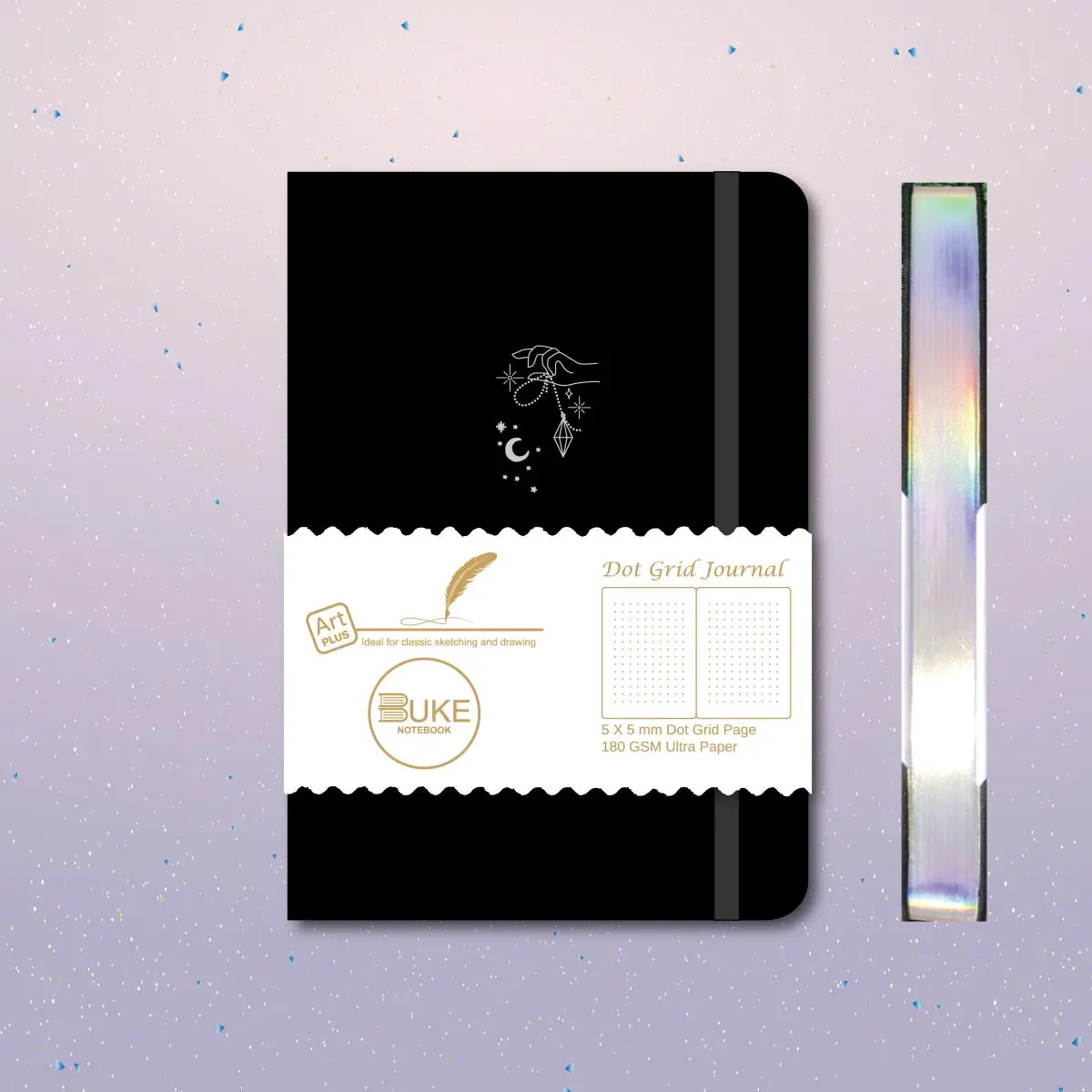 Блокнот BUKE в точку 180 г/м2 белая бумага черная водонепроницаемая обложка из