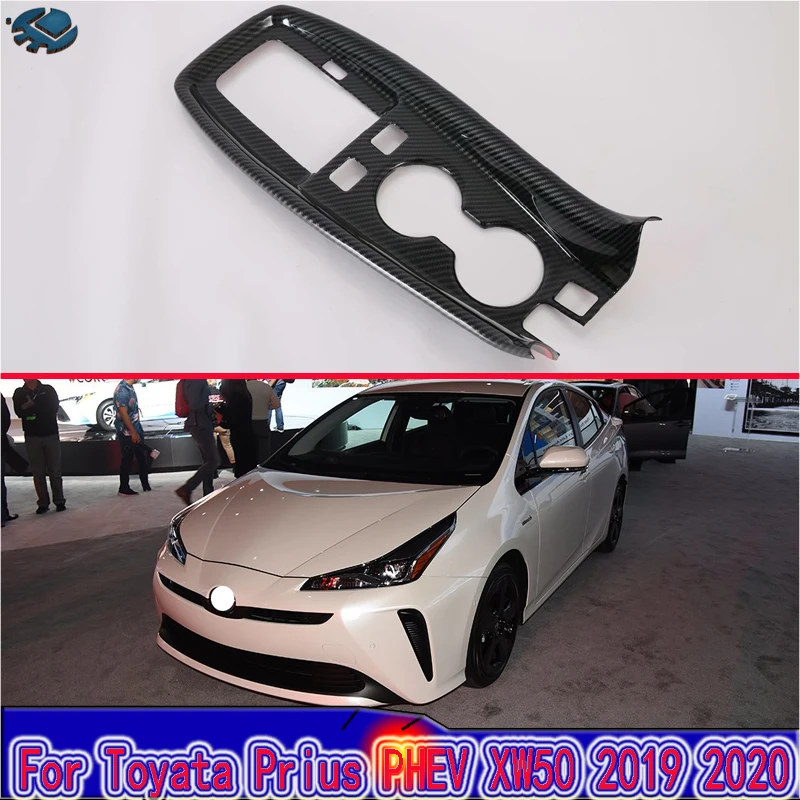 

For Toyata Prius PHV XW50 2019 2020 Car Accessories Carbon Fiber Style Front Center Console Cup Drink Holder Cover Trim Bezel