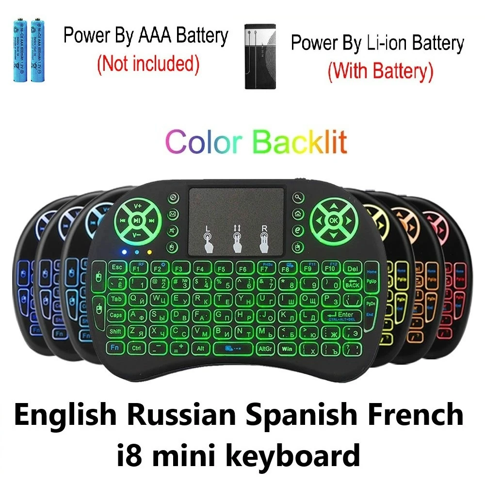 

I8 Mini Keyboard Wireless Keyboard Backlit Wireless Mouse English Russian Spanish French Remote Control for Android TV BOX
