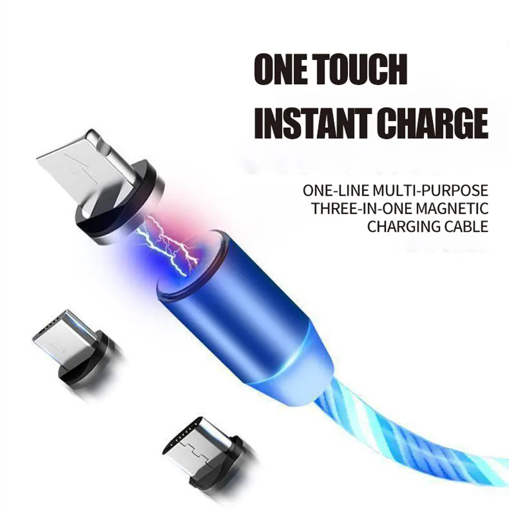 Стример линия передачи данных Магнитный Micro USB кабель для Iphone xsmax Xiaomi 9 huawei P30 P20 Micro usb type C волшебный свет зарядный кабель