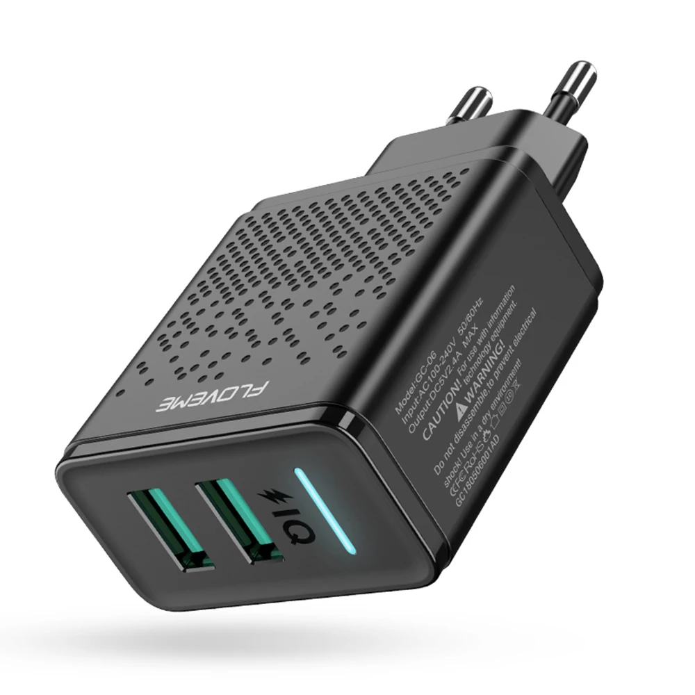 Новое зарядное устройство FLOVEME Dual USB 5 В 2.4A Быстрая зарядка настенное зарядное устройство адаптер ЕС вилка для iphone ipad mini samsung Xiaomi