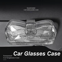transparent car sun visor diamond style glasses sunglasses case with card holder box organizer container car accessories