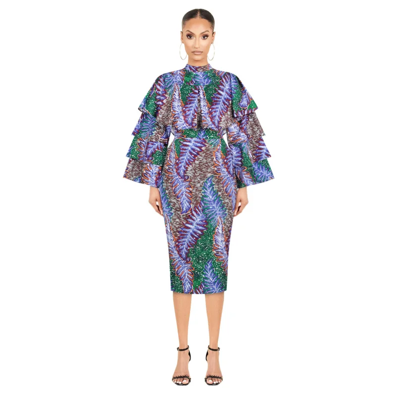Новинка повседневное осеннее платье в африканском стиле с цифровым принтом