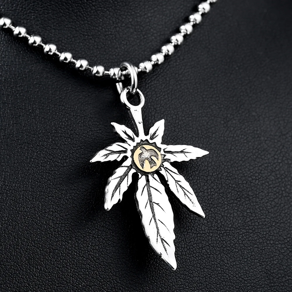 Кулон с зеленым камнем листьями цепочкой из нержавеющей стали | Украшения и