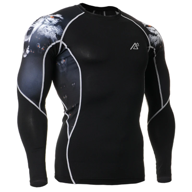 Мужская компрессионная рубашка из спандекса с длинным рукавом для велоспорта 2020
