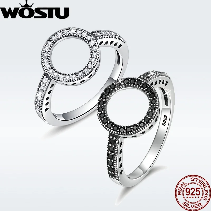 

WOSTU 2020 Hot Sale Real 925 Sterling Silver Lucky Circle Finger Rings For Women Fashion Jewelry Gift DXR041