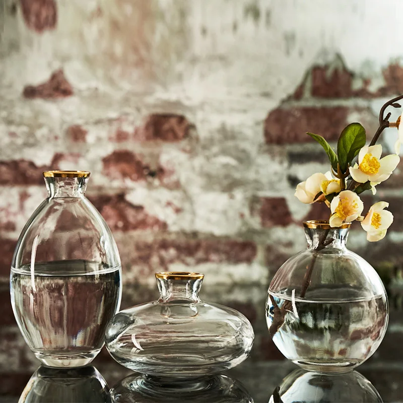 

3pcs Mini Vase Set Handicraft Decoration Desktop Transparent Flower Arrangement Vase Living Room Decoration Mini Glass Vases