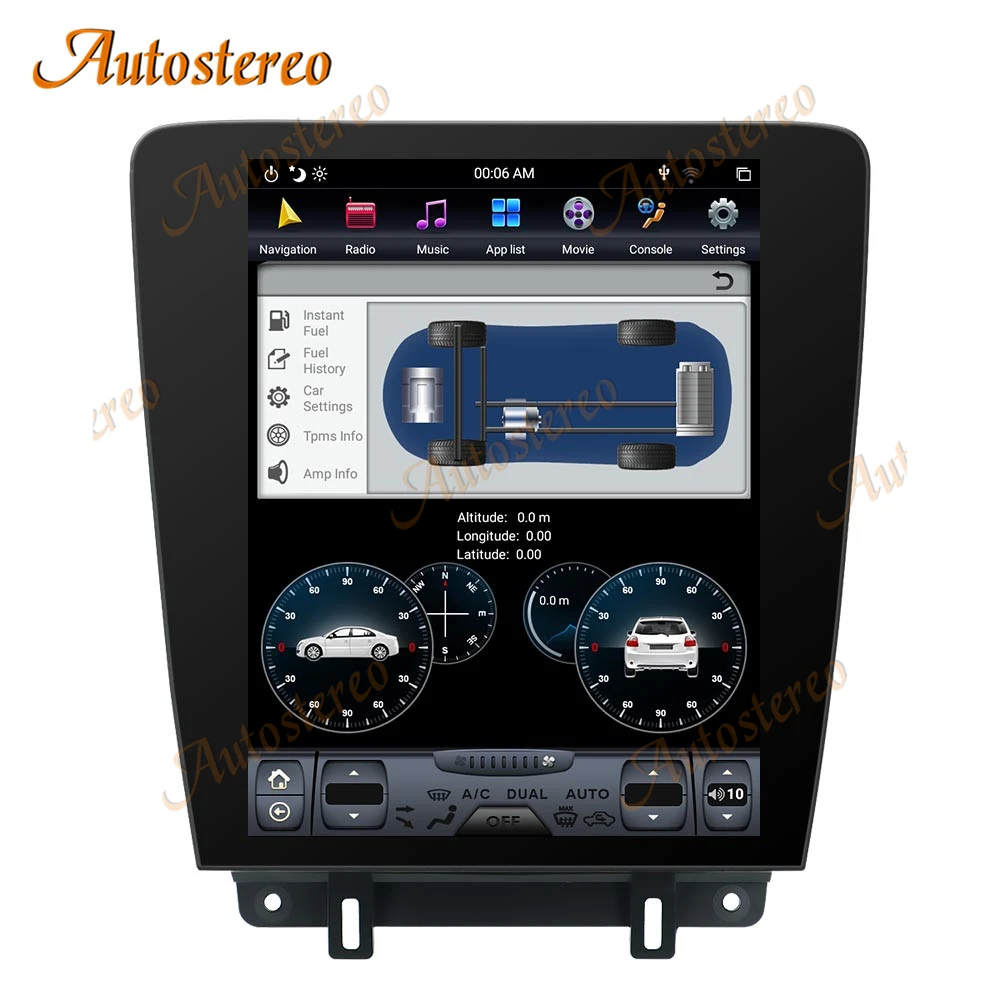 Tesla style Android 9 PX6 4 ГБ Автомобильный GPS навигатор для Ford Mustang 2010-2014 головное