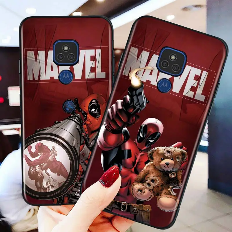 

Marvel-Deadpool for Motorola G9 G8 G E7 E6 One Play Marco Hyper Fusion Stylus Power Lite Edge Plus Black Phone Case