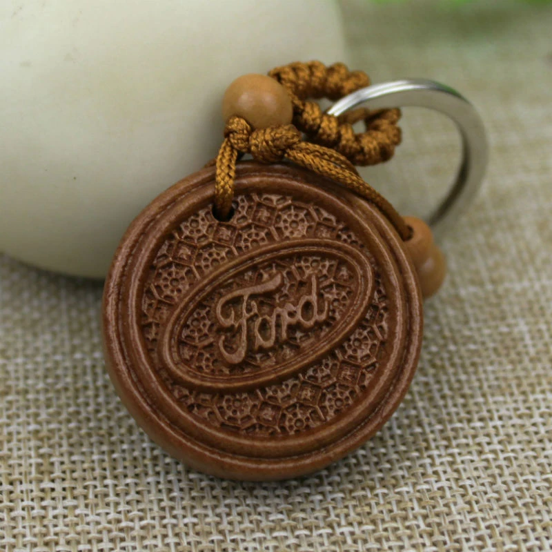 1 шт. новый круглый деревянный ручной резной автомобильный брелок для Ford