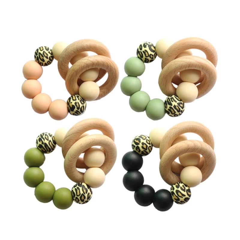

3 Pcs/Set Baby Pacifier Clip Chain Dummy Holder Bracelet Teething Soother Molar Infants Wooden Rattle Teether Newborn Shower