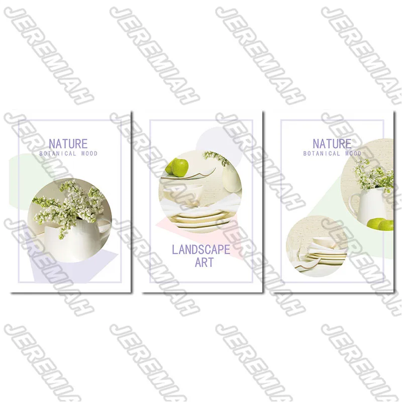 

White Flower and Cup Poster Nordic Style Wall Art Canvas Waterproof Ink Print Painting Modern Living Room Decoration