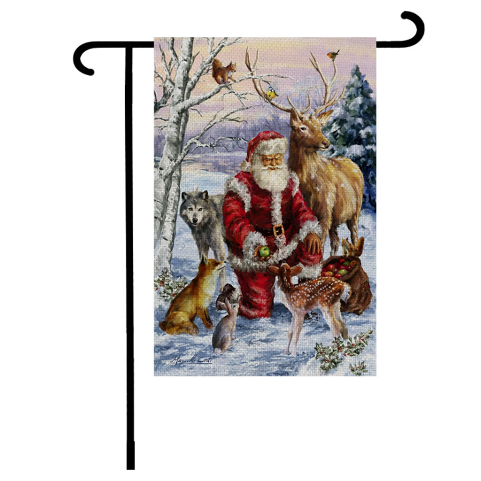 

2021 Christmas Decorations Garden Flag, Double Sided Snowman Santa Claus Elk Truck Vertical Outdoor Yard Flag for Holiday Dcor