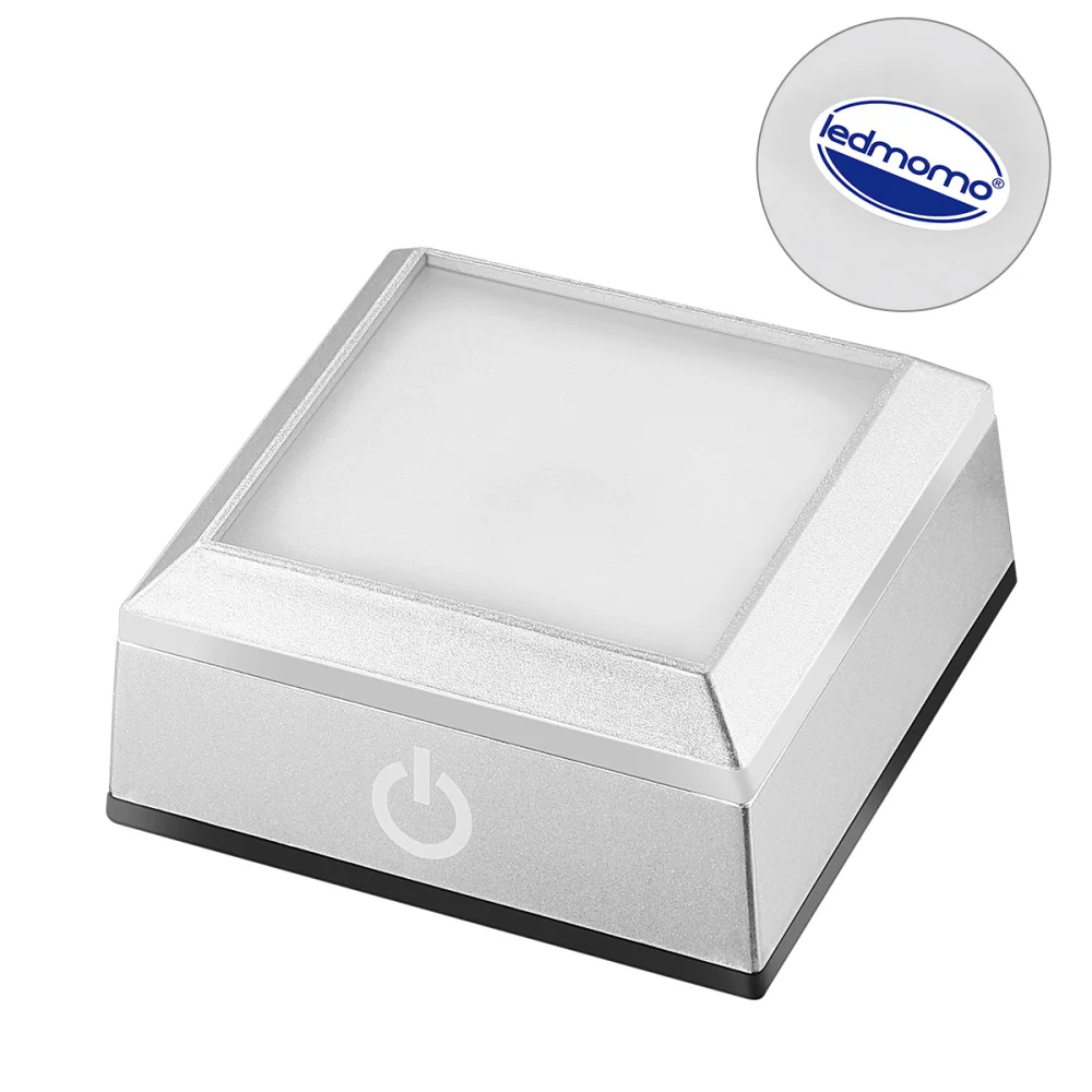 

LEDMOMO 1PC LED Light Base Display Show Stand with Sensitive Touch Switch Colorful Lights Square Crystal Stand
