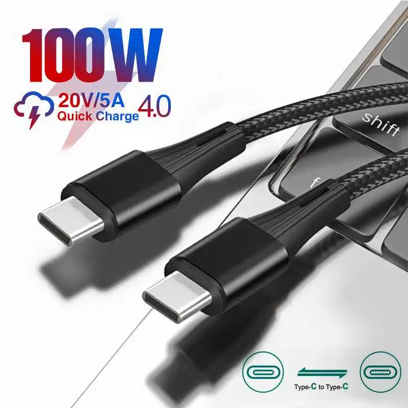 

Type C To Type C Cable PD 100W 5A Fast Charging Cable For iPad Pro Samsung MacBook Pro Xiaomi USB Type C To USB C Fast Charger