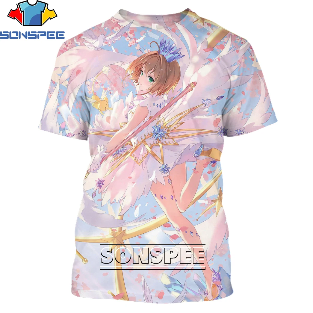 

SONSPEE Anime Sakura Card Captor T-Shirt 3D Print Cute Cartoon Girl T Shirt Women TShirt Men Summer Short Sleeve Streetwear Top
