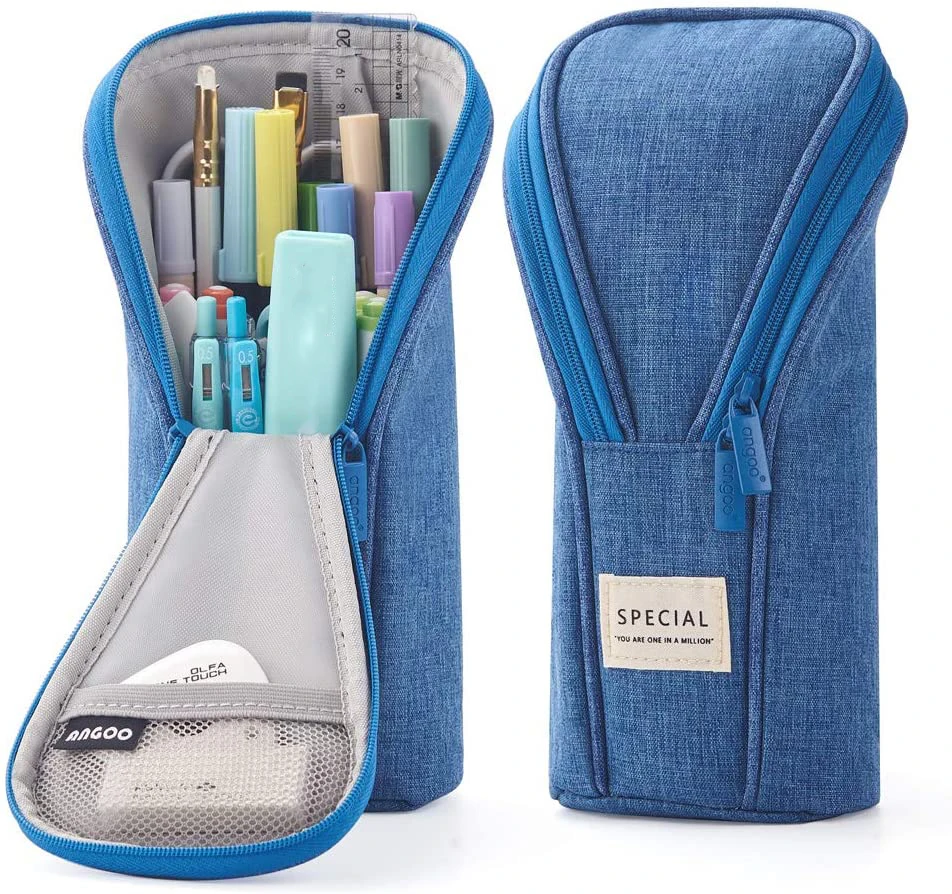 stand up pencil case canvas pencil holder mobile phone bracket function desk organizer makeup cosmetic bag free global shipping