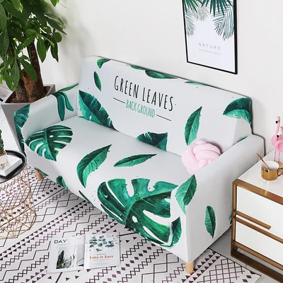 1 шт. чехол для дивана хлопковый комплект эластичный чехлы гостиной Зеленый лист