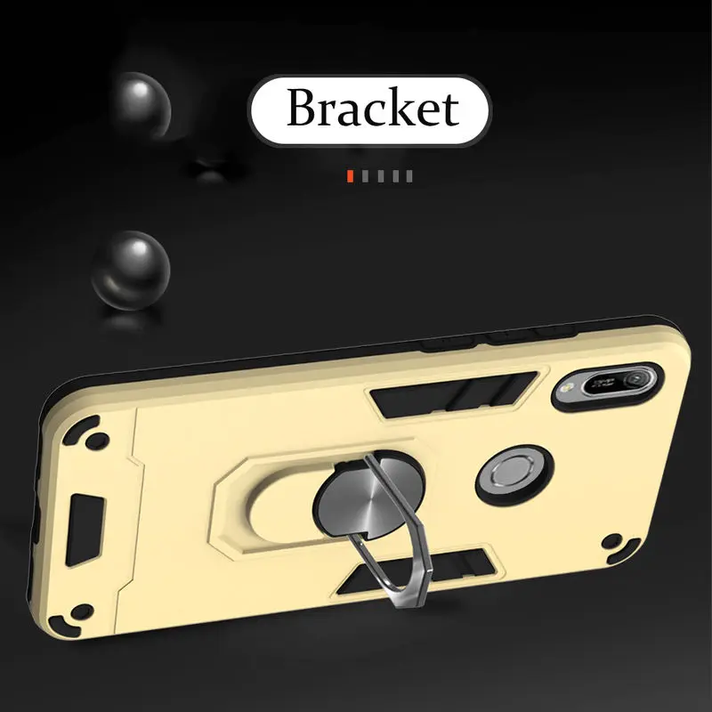 

Honor 8A Case Silicon Phone Cover For Huawei Y6 2019 Y6S Honor 8A Pro Luxury Magnetic Metal Ring kickstand Protection Case Coque