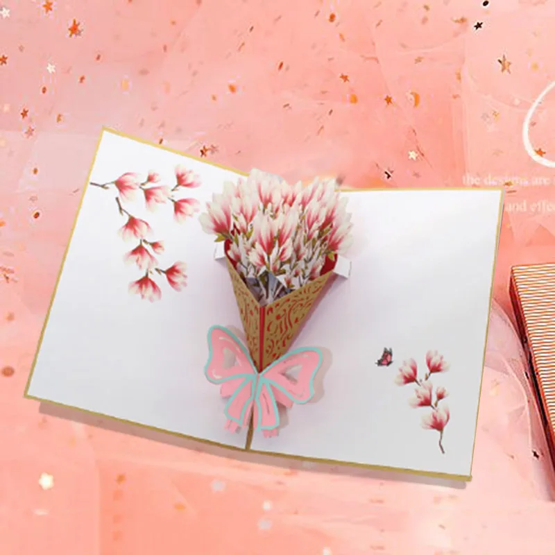 5 шт. 3D открытки с цветами на день рождения поздравительные Подарочная открытка