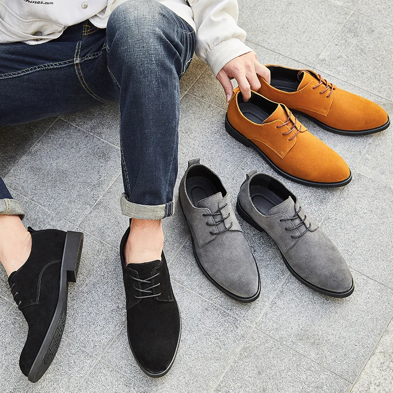 UPUPER Cow Suede Men's Leather Shoes Flat Comfortable Casual Oxfords Men Genuine Classic Sneakers Size 38-48 | Обувь