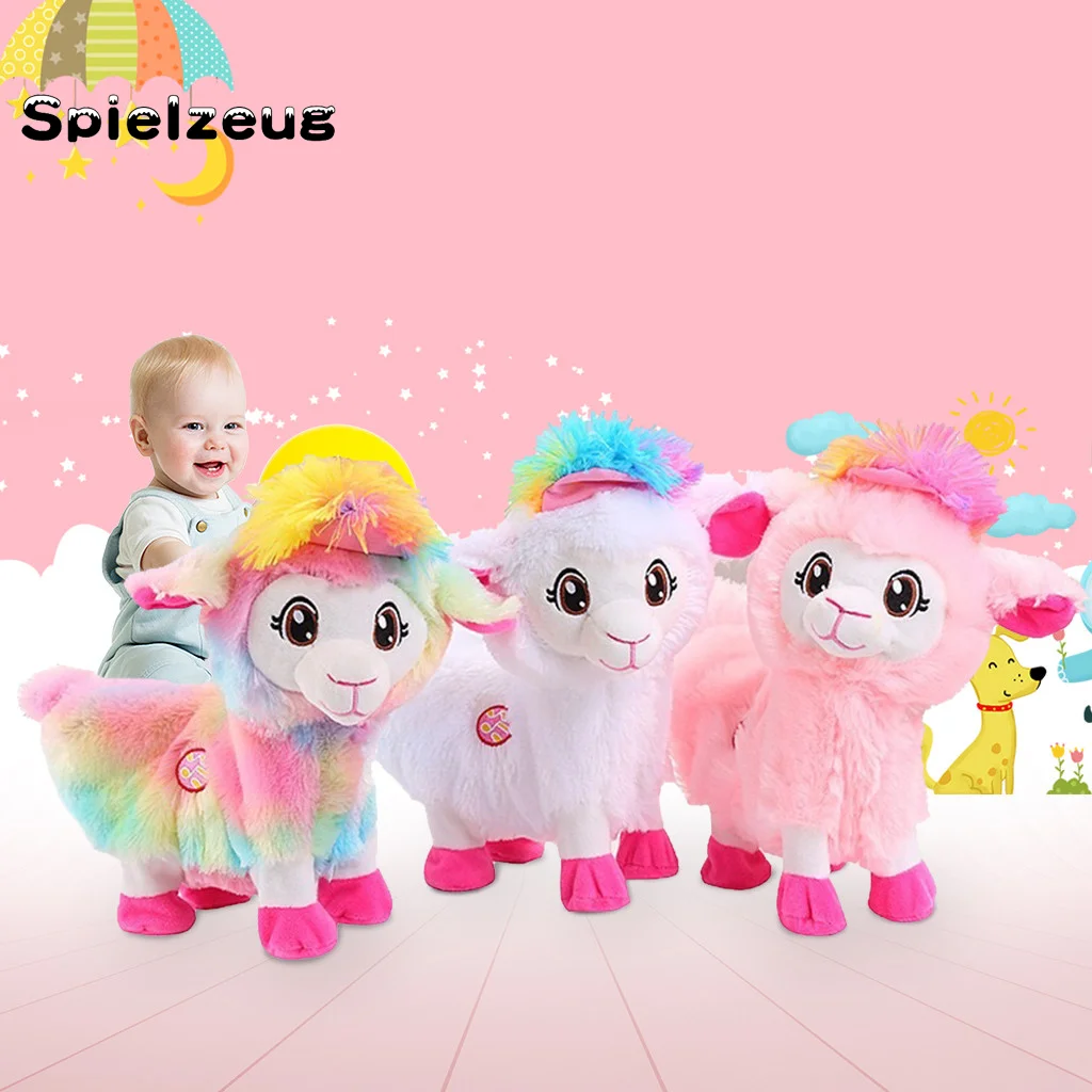 Забавные игрушки электрическая ходячая твист попка радужные животные плюшевые