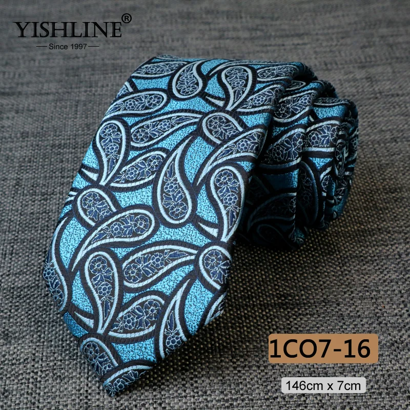 YISHLINE модный мужской галстук 7 см с узором пейсли, Классический Цветочный галстук, 1200 иглы, галстуки для шеи, галстук для жениха, Свадебный галстук, обтягивающий синий и красный цвета
