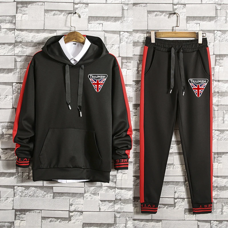 

2021 Year New Brand TRIUMPH Men 2-Color Food Set Fashion Tracksuit Suit Hoodies Set Men Delicate Printed Casual Popular Suits