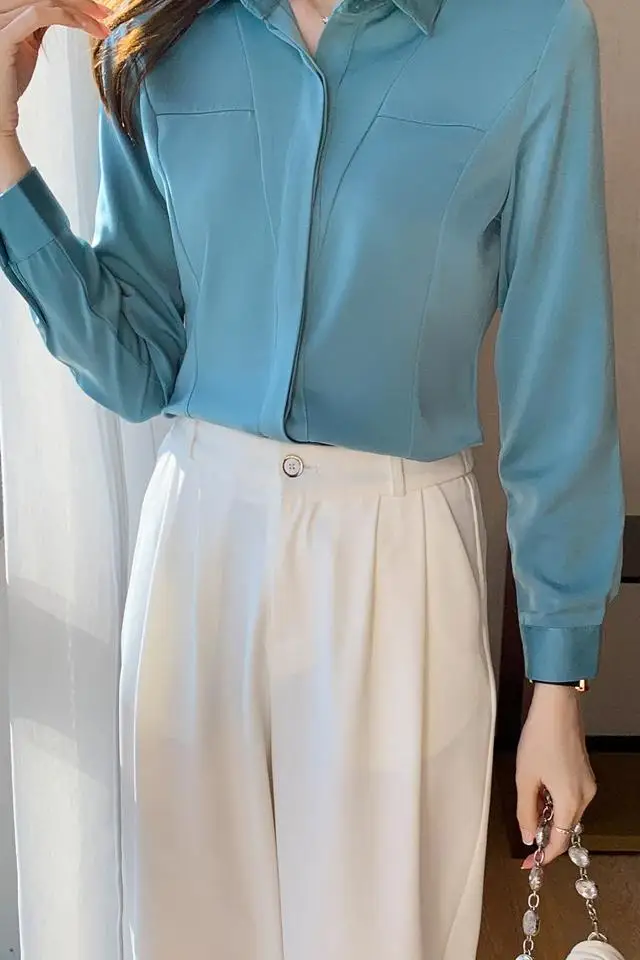 

Chikichi 2021 Spring New Design Sense Commuter Korean Version Splicing Casual Professional Wear Shirt Women Tops